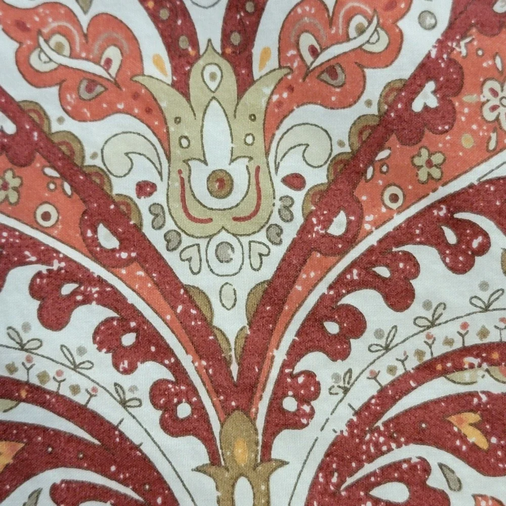 Pottery Barn King Duvet Cover 1 Sham Set Terracotta Red Damask Medallion Cotton